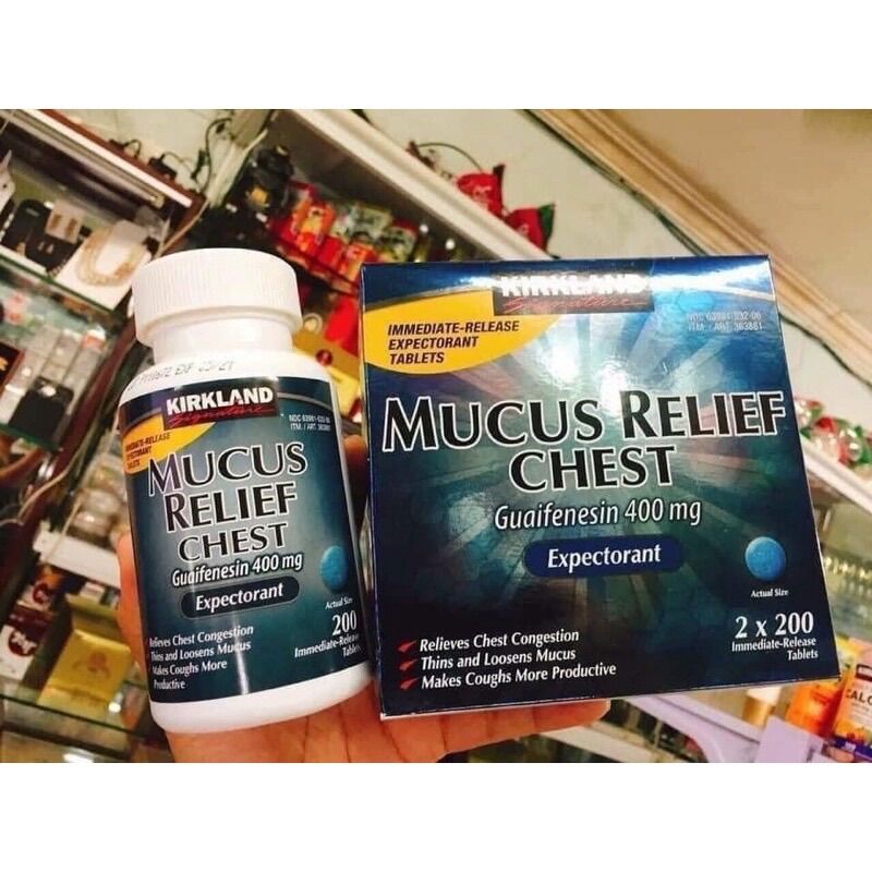 Viên giảm ho, tan đờm mucus relief chest 200 viên của mỹ