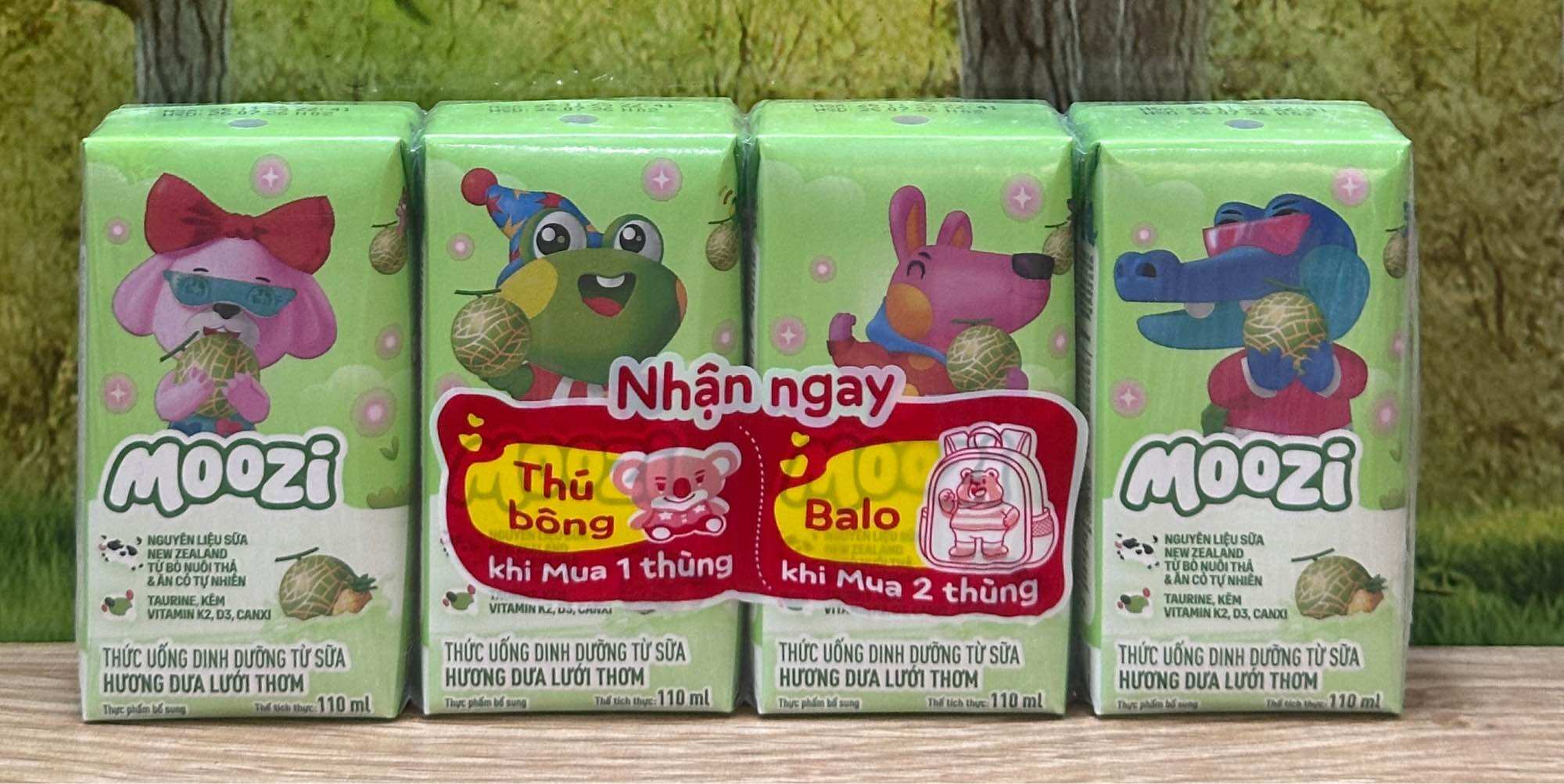 1 Lốc TUDD sữa Moozi Hương Cam Đào, Dưa Lưới/ 110mlx4hộp