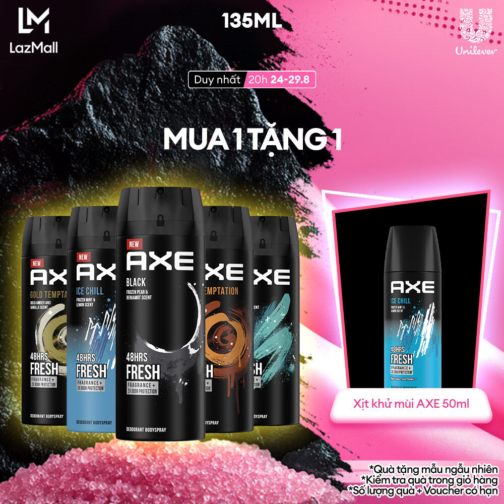 Xịt khử mùi Axe hương nước hoa Black dành cho nam 135ml body mist toàn thân