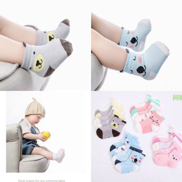 Sét 5 đôi tất cao cổ hình gấu cho bé