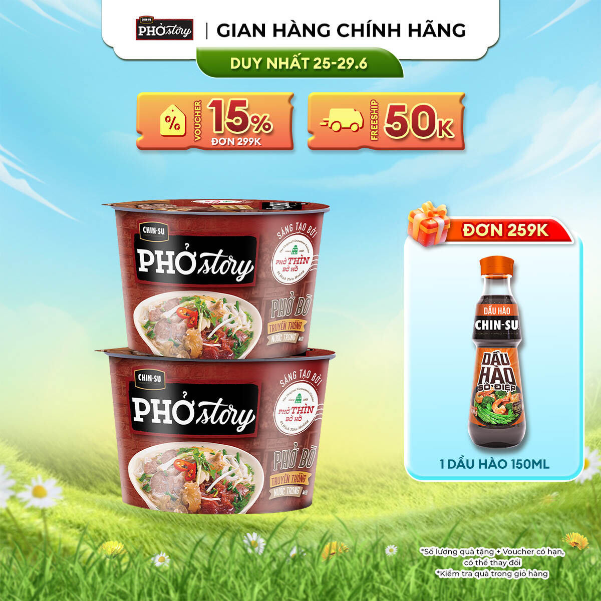 [DUY NHẤT 25-29.06 VOUCHER 18% ĐƠN 249K] (Chọn Loại) Phở Bò Phở Story (Tô Có Thịt) 131g