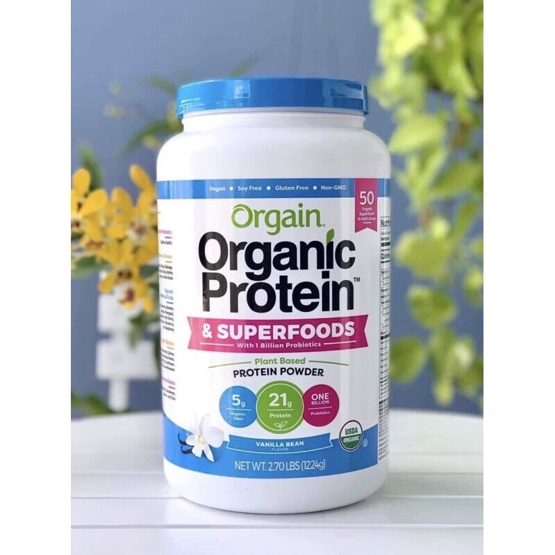💚🍀[HSD 09/2025] Bột Đạm Thực Vật Hữu cơ của Mỹ ORGAIN Organic Protein &amp; Superfoods Plant Based Protein Powder 1224g hương Vani🍀💚