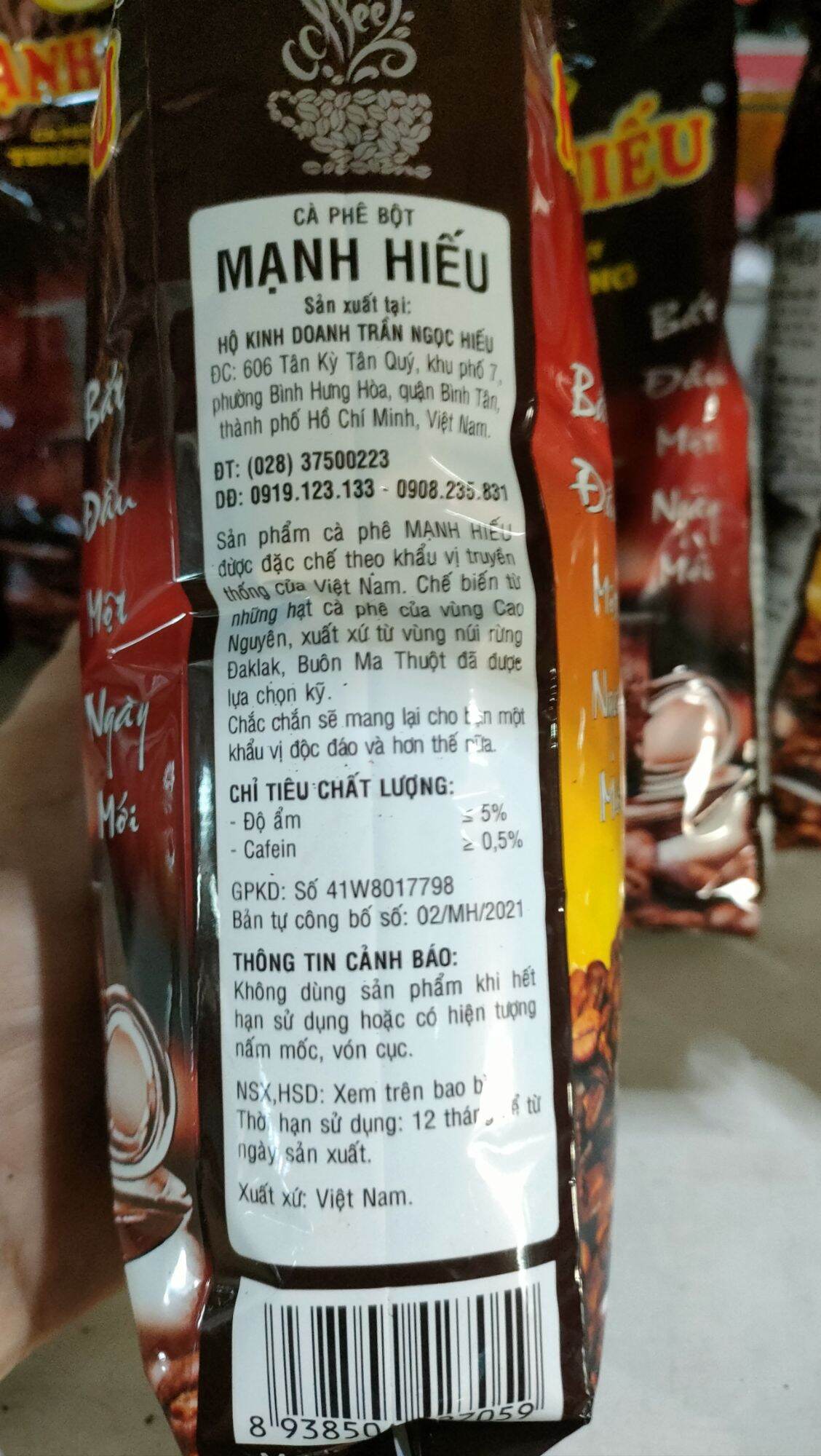Cafe thượng hạng Mạnh Hiếu ( gói 500g)
