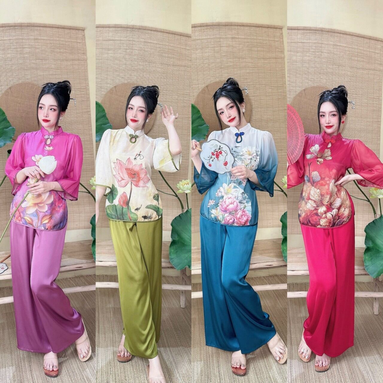 Bộ sét lam voan tơ ánh kim in 5D 2 mặt