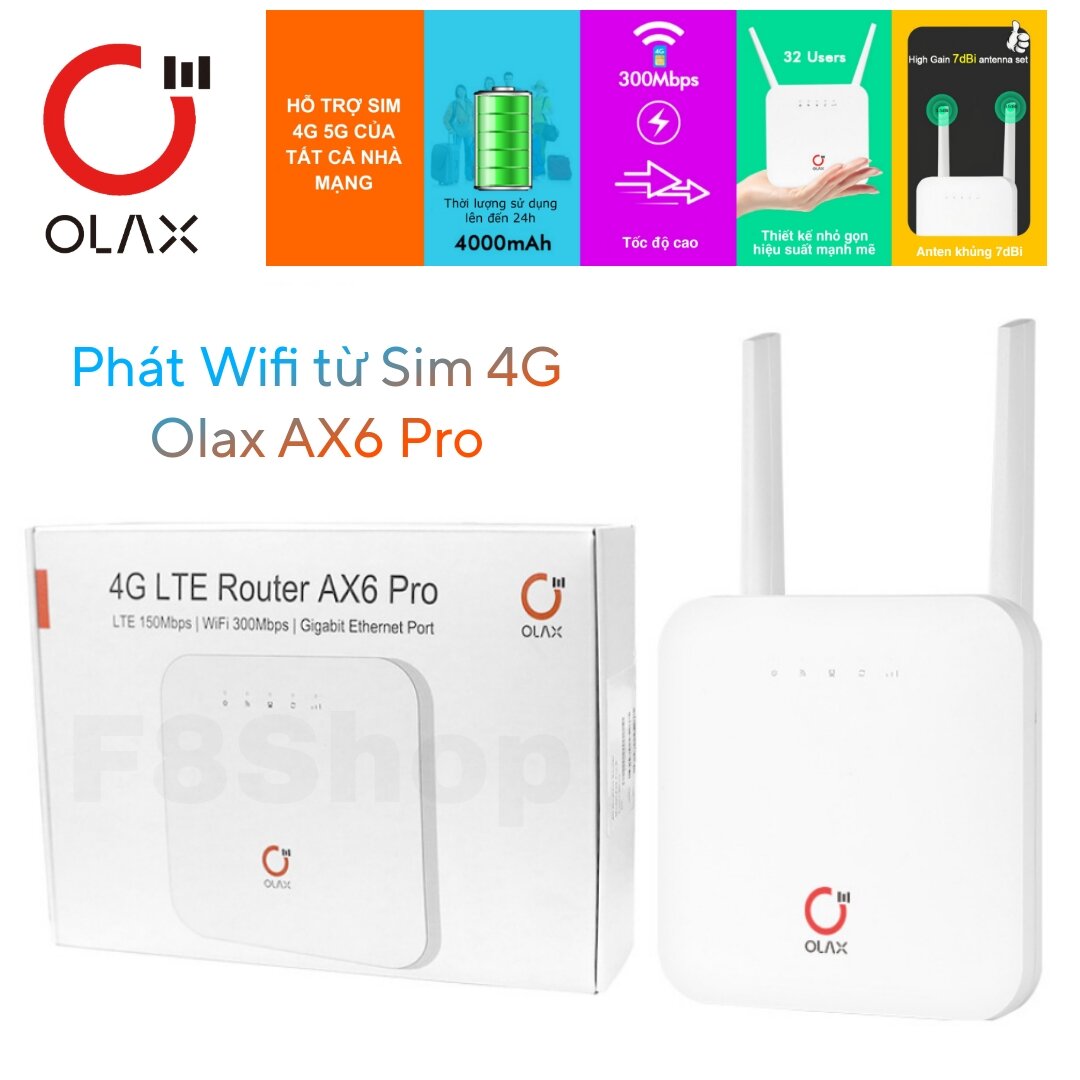 Bộ phát wifi di động sim 4G LTE Olax AX6 Pro tốc độ cao 300Mbps pin 4000mAh