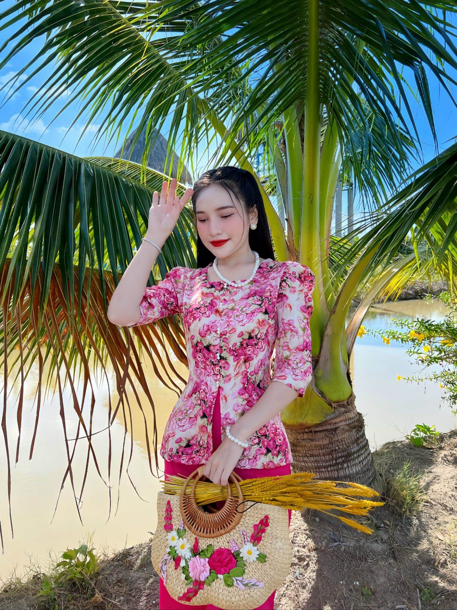 Bộ bà ba cổ Vuông tay phồng