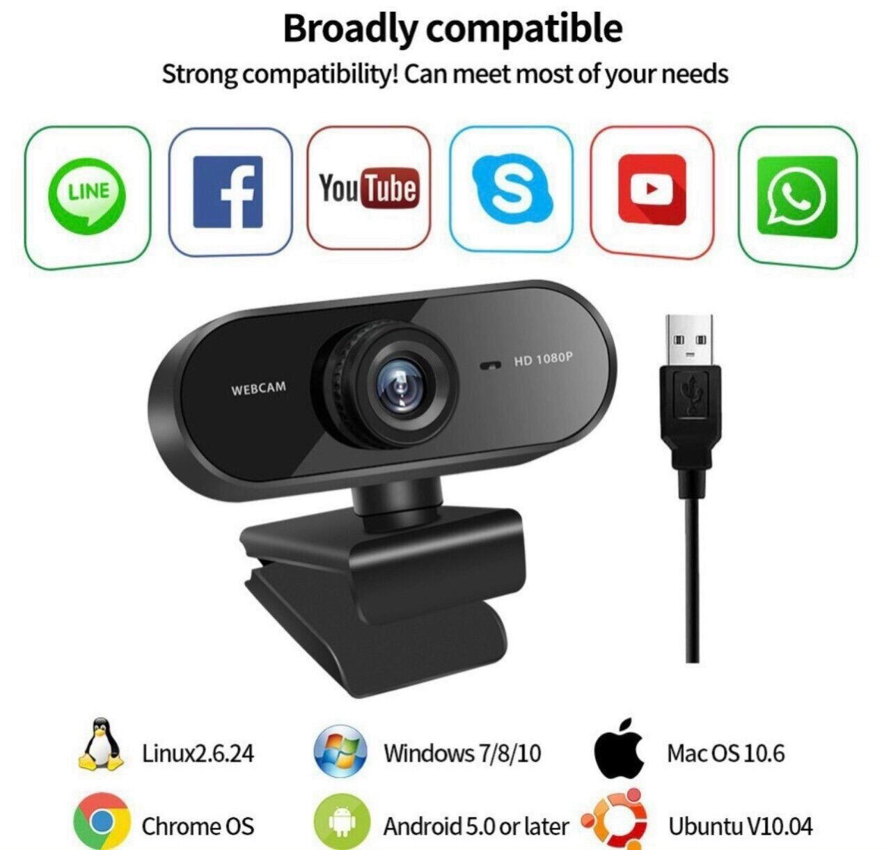 Webcam máy tính có mic FULL HD 1080P, Web camera pc