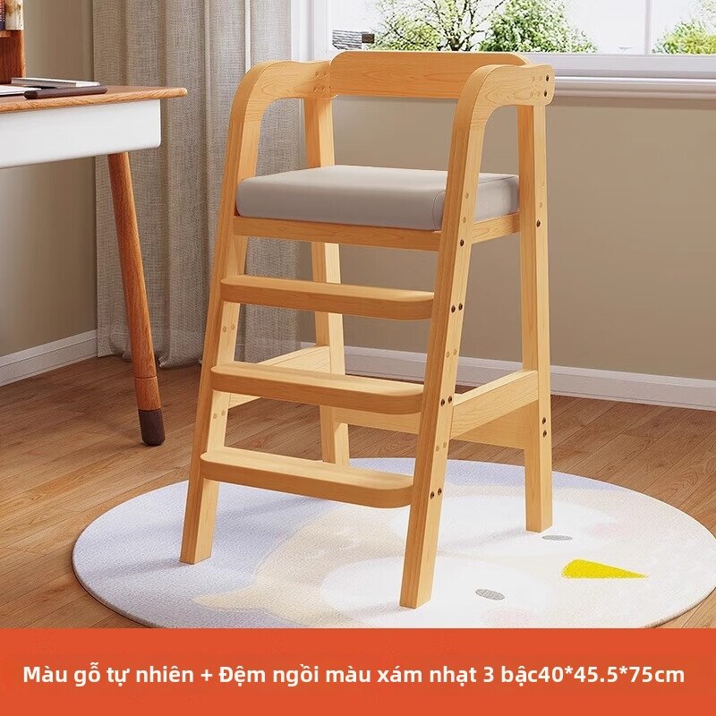 MENGBINFEN | Ghế Ăn Bữa Cho Trẻ Em Điều Chỉnh Được Gỗ Rộng
