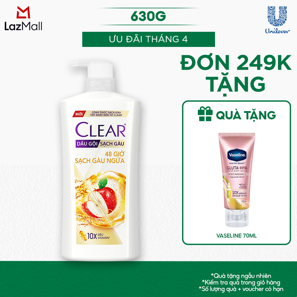 Dầu gội Clear 48 Giờ Sạch Gàu Ngứa 630g