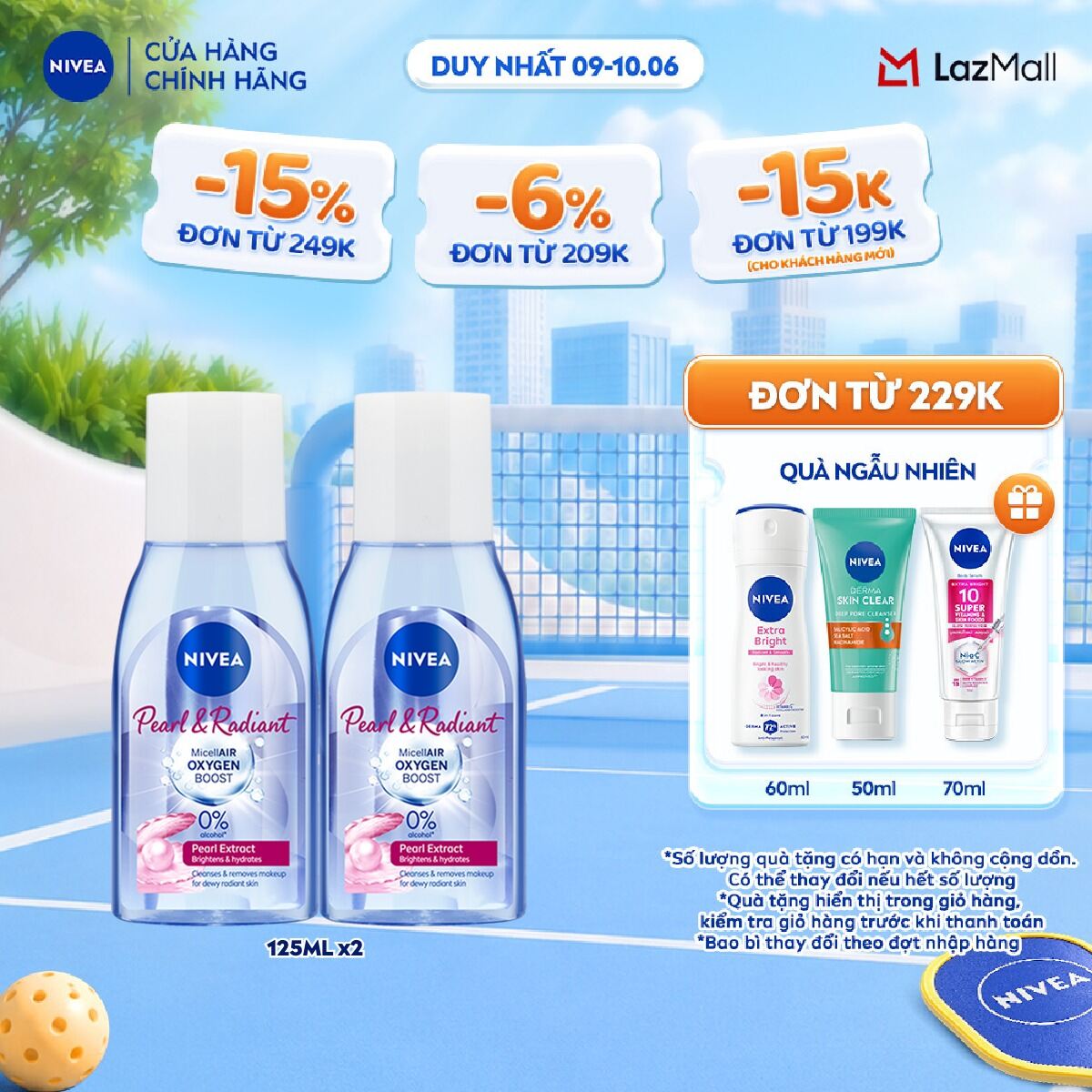 Bộ 2 Nước Tẩy Trang NIVEA Pearl  Radiant Micellair Oxygen Boost Micellar Water (125 ml) - 84910x2