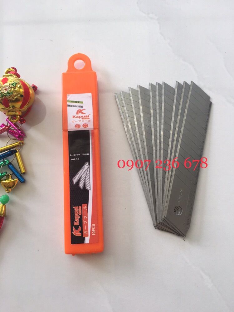 Lưỡi dao rọc giấy kapusi hộp 10 lưỡi dao trổ cao cấp