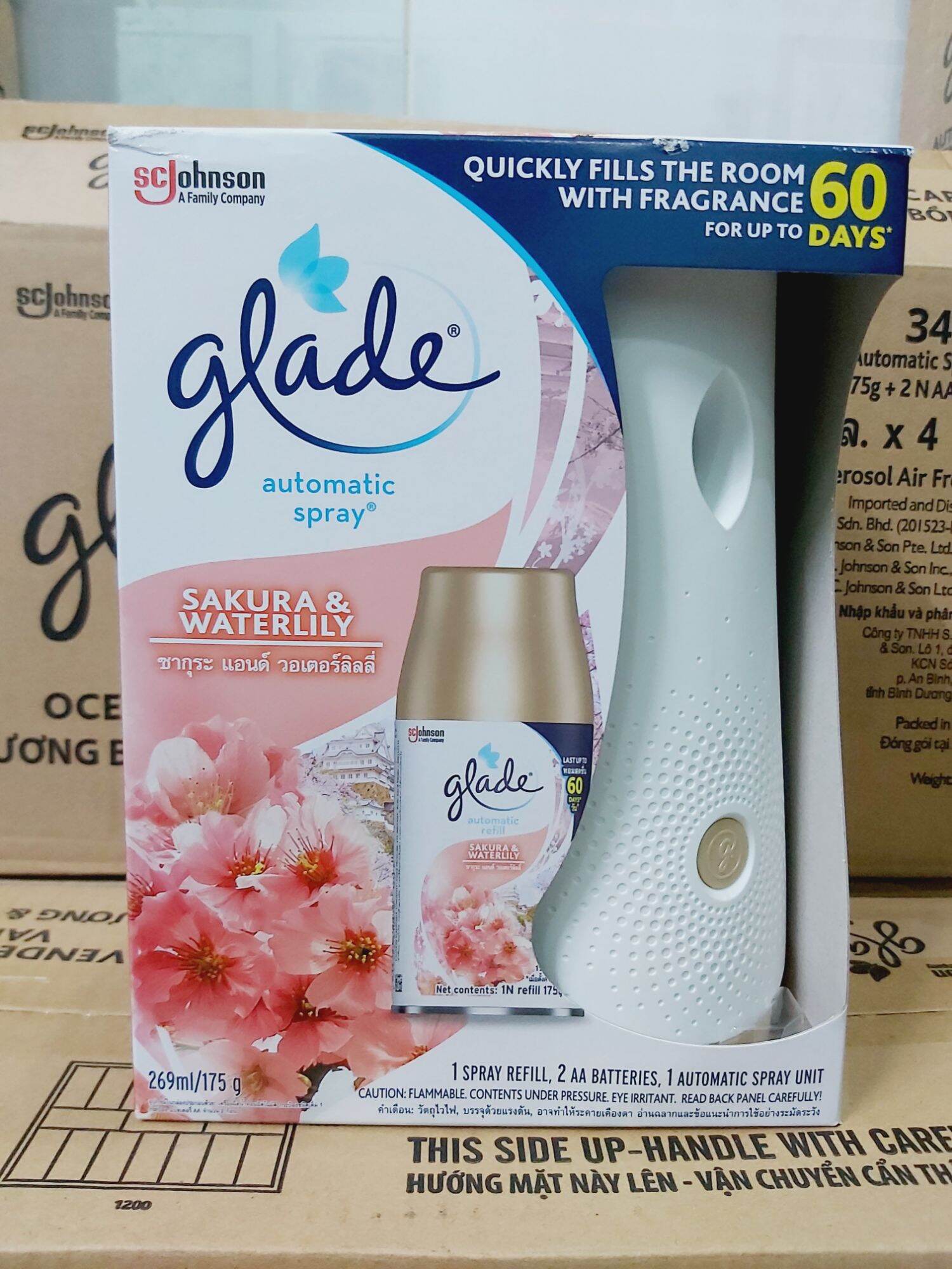 Glade bộ máy & lõi xịt phòng tự động sakura & lily - mẫu máy mới