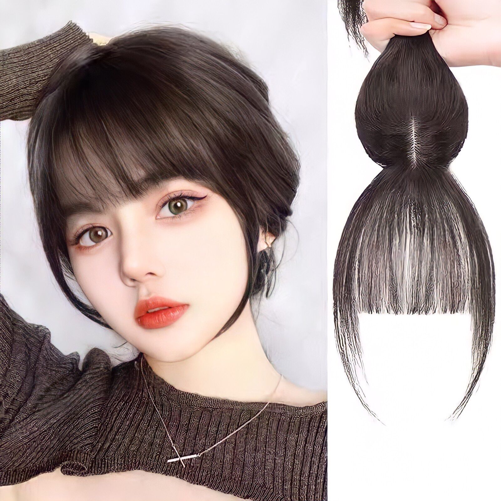 [TÓC THẬT] Mái Thưa 3D Có Da Dầu Cao Cấp Tóc Thật, Tóc Mái Thưa 3D Phủ Hói