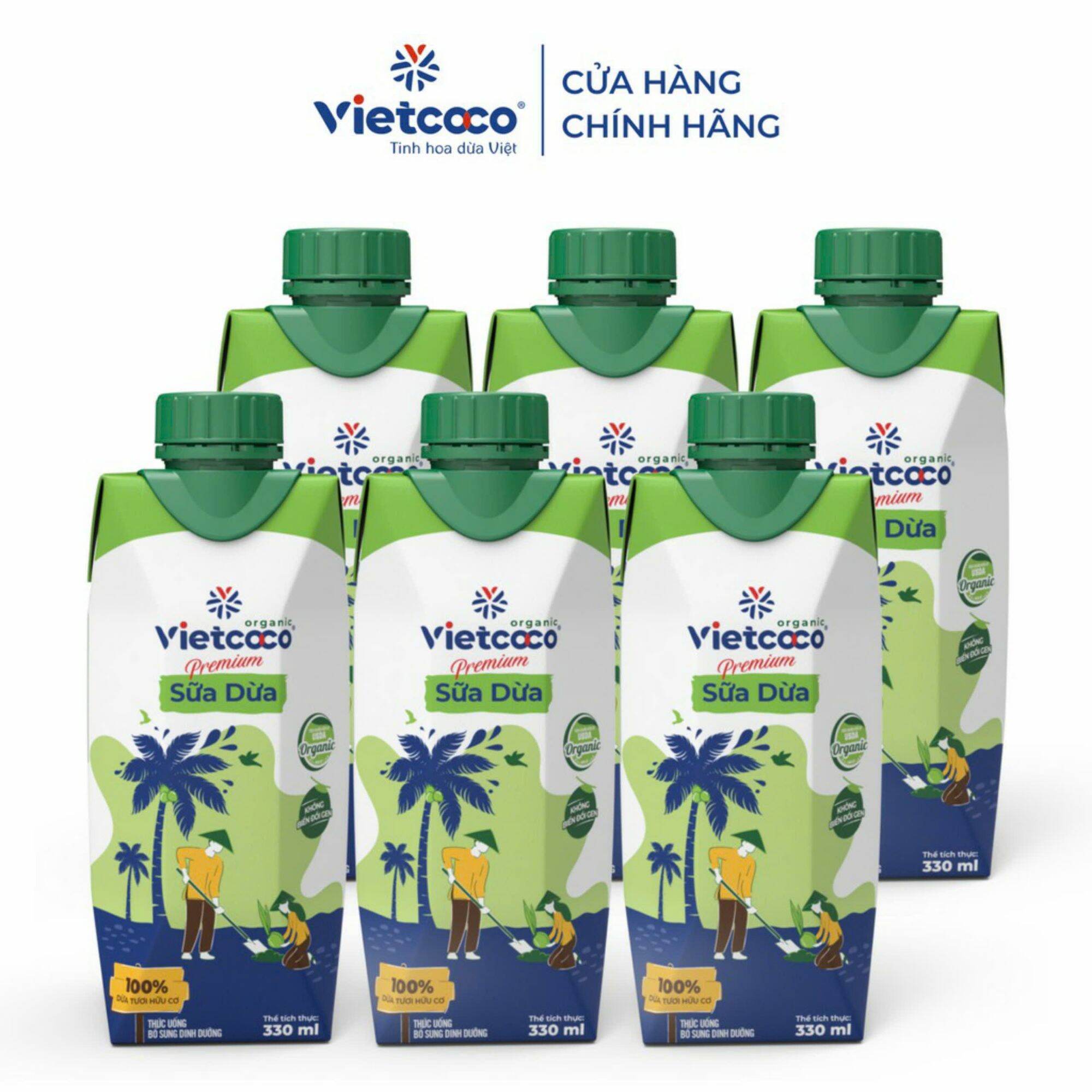 1 Thùng sữa dừa organic Vietcoco, Date mới (12 hộp x 330ml)