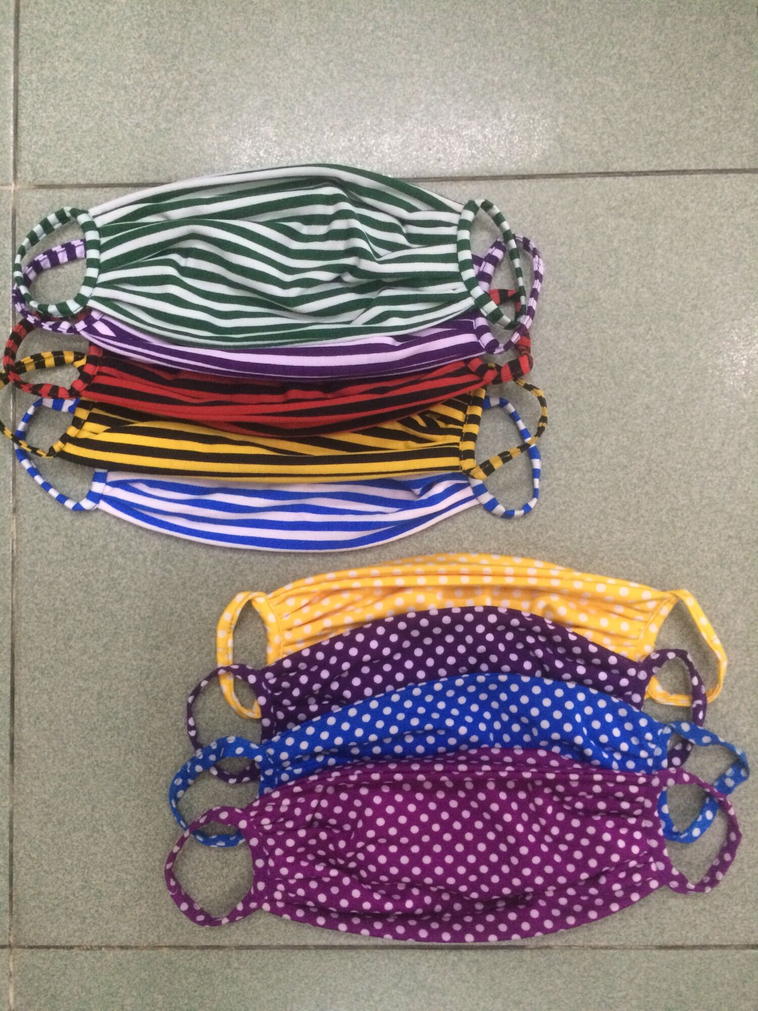 Combo 4 khẩu trang thun lạnh sọc/ chấm bi