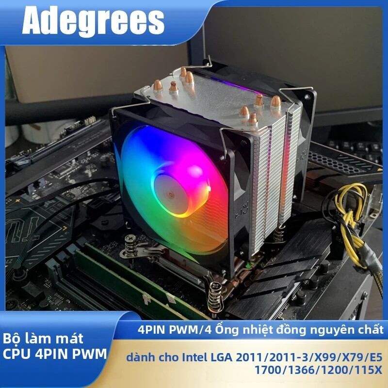 Tản Nhiệt CPU RGB 4PIN PWM 4 Ống Dẫn Nhiệt Cho Intel LGA X99 2011 1700 1150 1151 1366 1155 X79 1200 - Tản Nhiệt PC Với Bạc Đạn Lỏng Giá 432,000 Đồng*Miễn phí vận chuyển