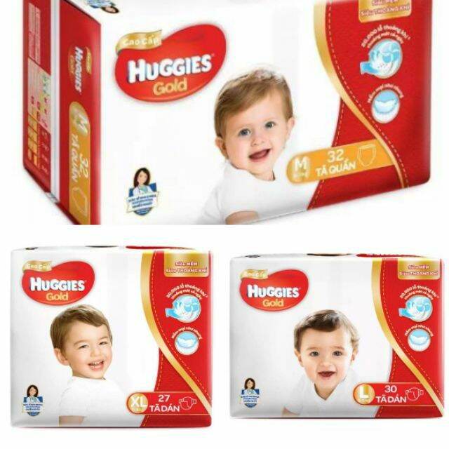 Tã bỉm dán Huggies Gold M 34 miếng. Date 20/10/2021.