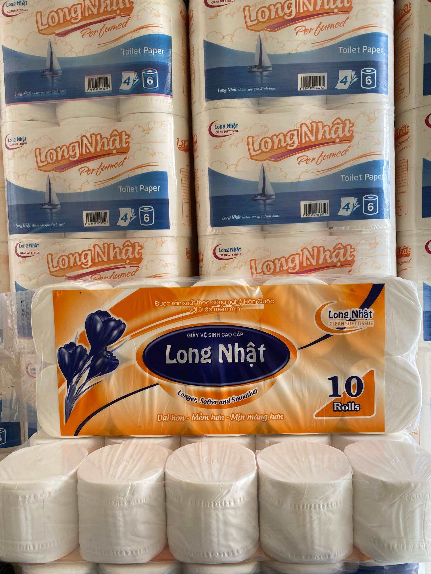 GIẤY VỆ SINH 10 CUỘN KHÔNG LÕI LONG NHẬT CAO CẤP 1.6KG LOẠI ĐẶC BIỆT