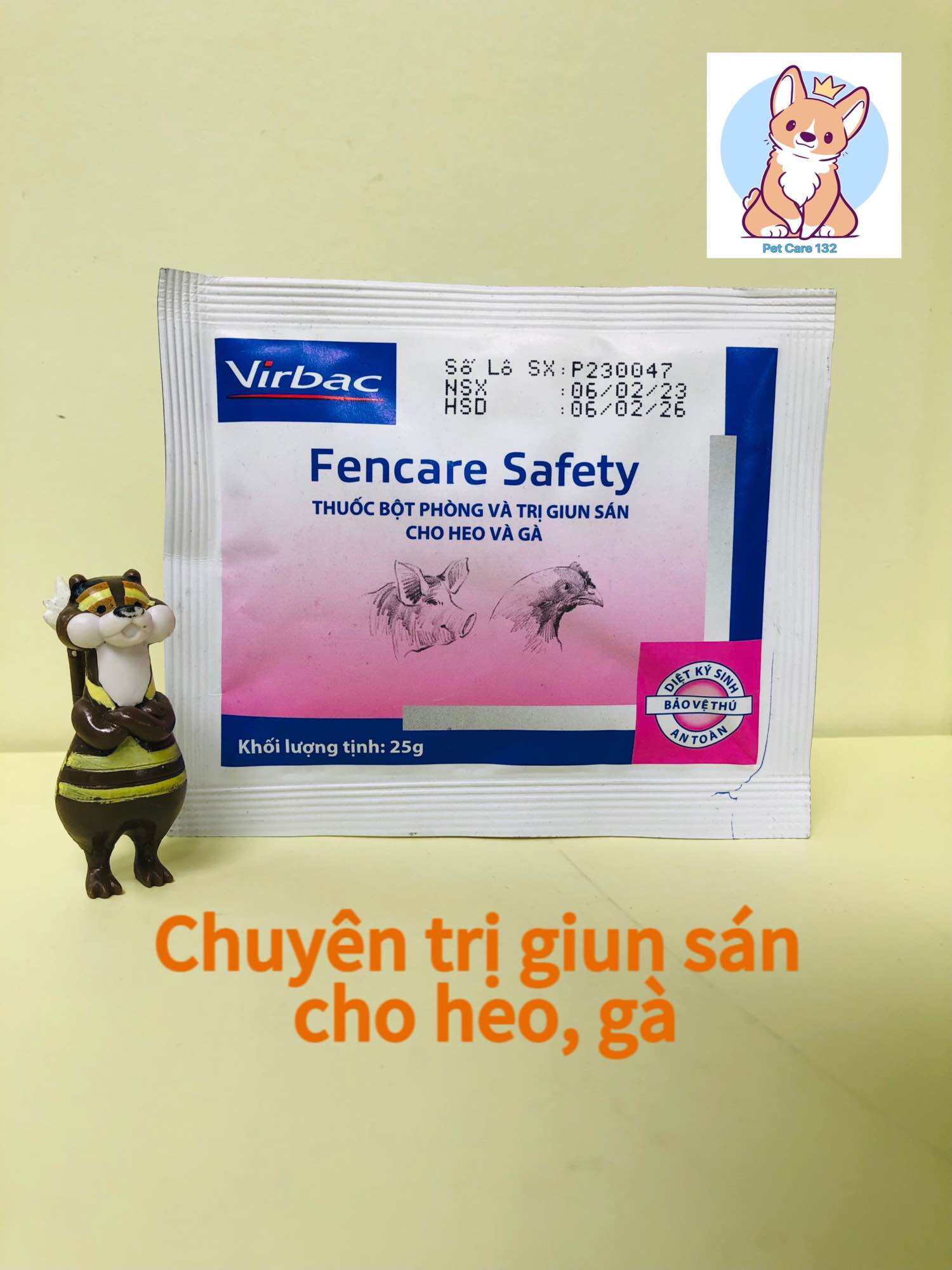 Fencare Safety 25gram virbac, Sổ giun sán trên heo và gà.