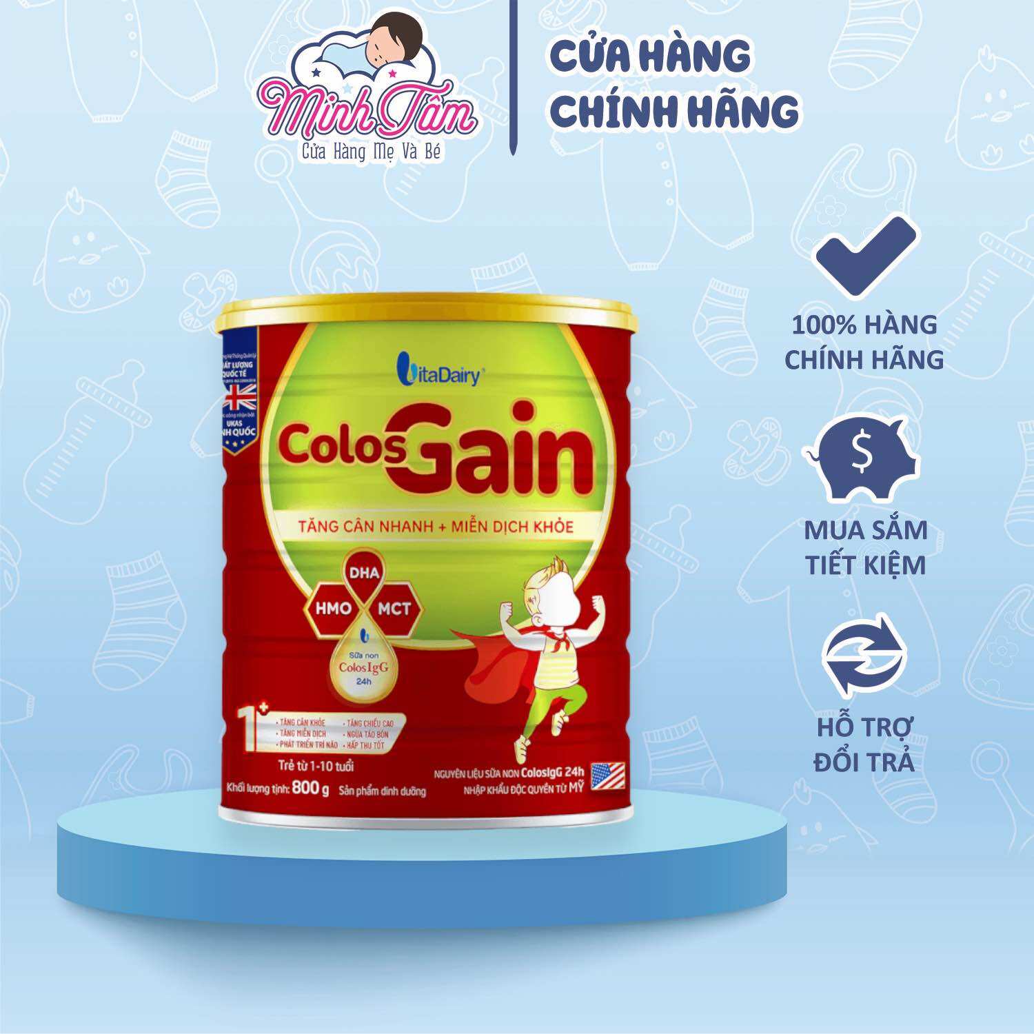[Có Mã QR] Sữa bột Colos Gain 1+ (800g)