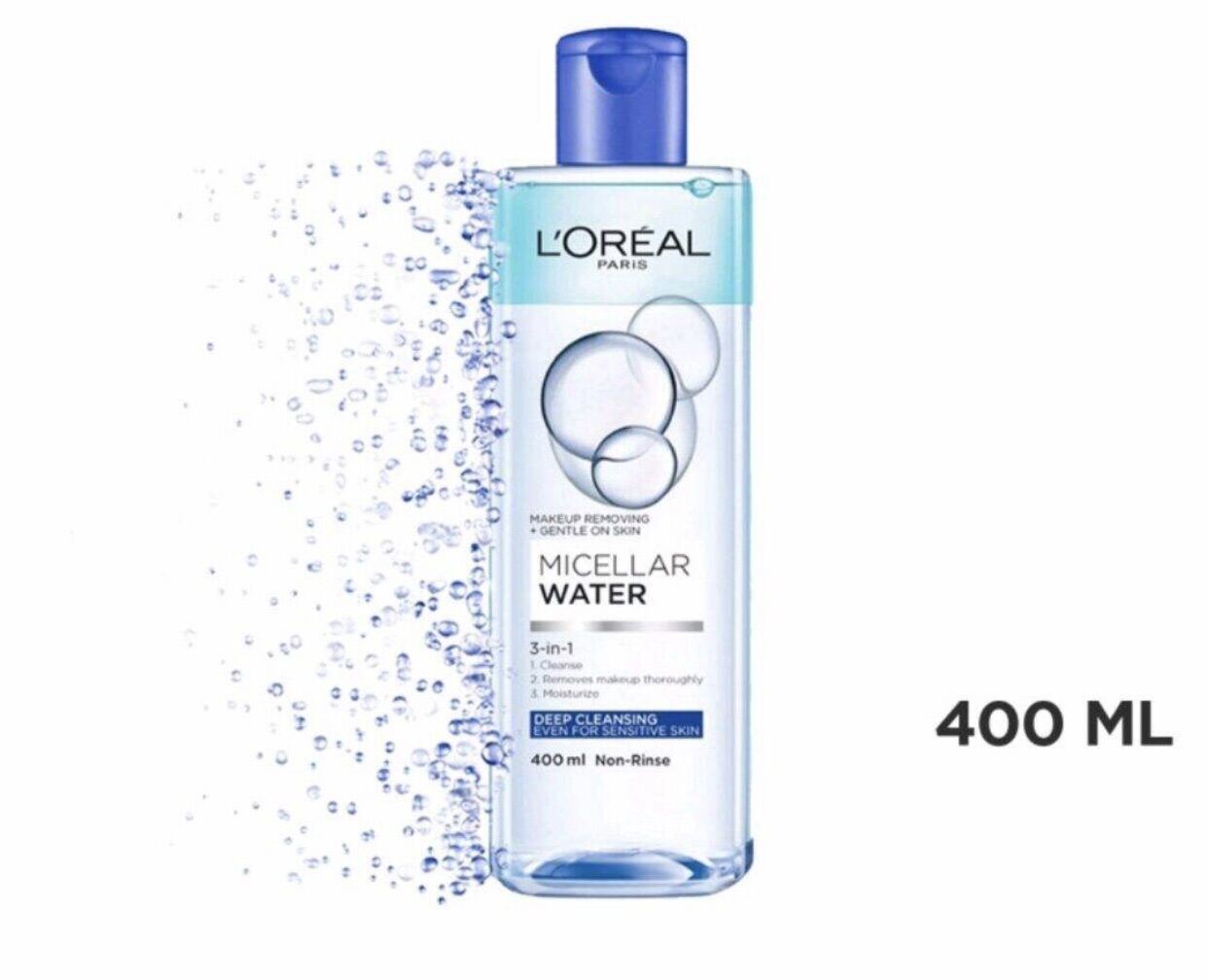 Nước tẩy trang L’Oreal Micellar Water 3-in-1 Deep Cleansing Even For Sensitive Skin Làm Sạch Sâu Trang Điểm 400ml ( xanh đậm) cao cấp
