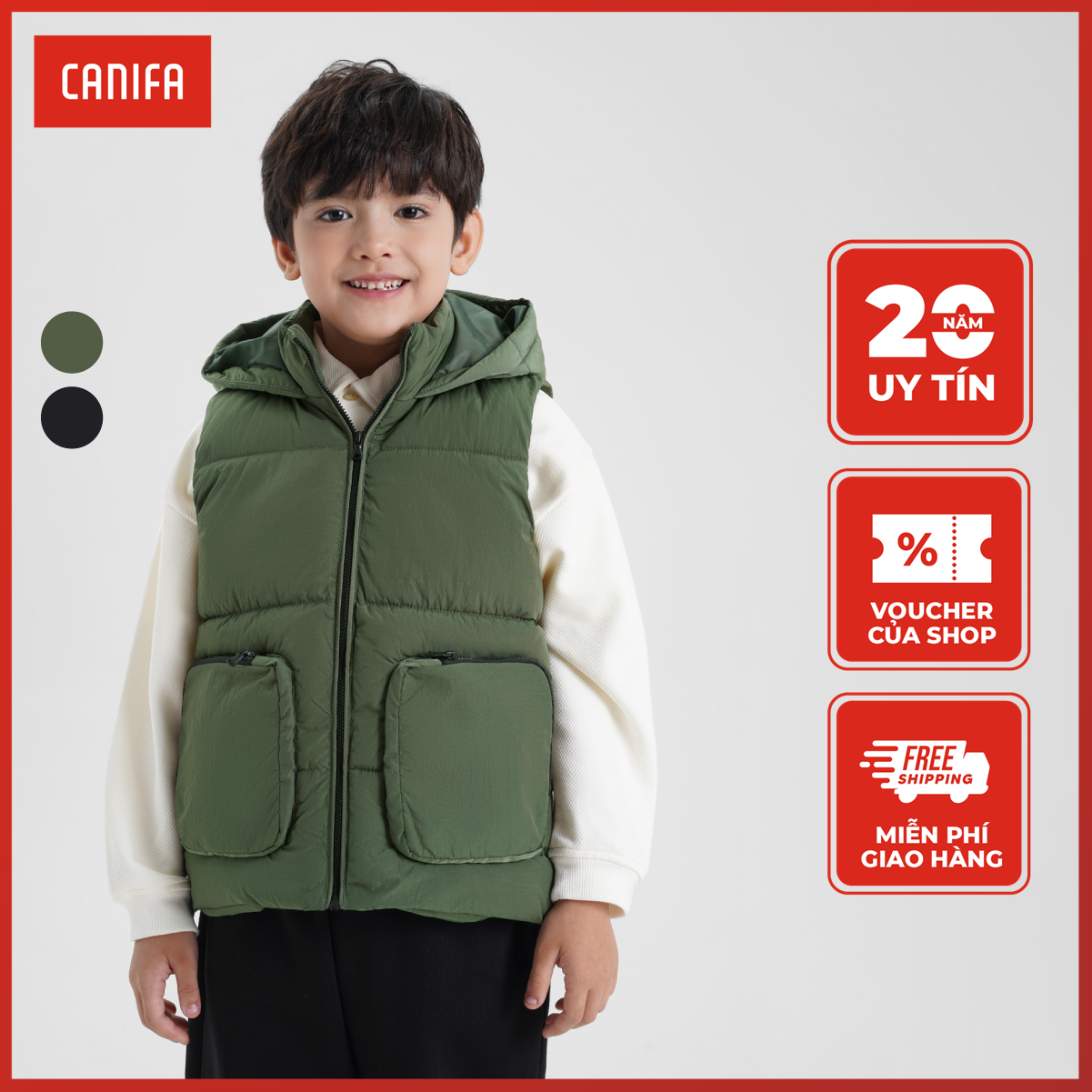 [15-17.4 VOUCHER TỚI 1 TRIỆU] Áo khoác gilet chần bông bé trai CANIFA 2OT24C006