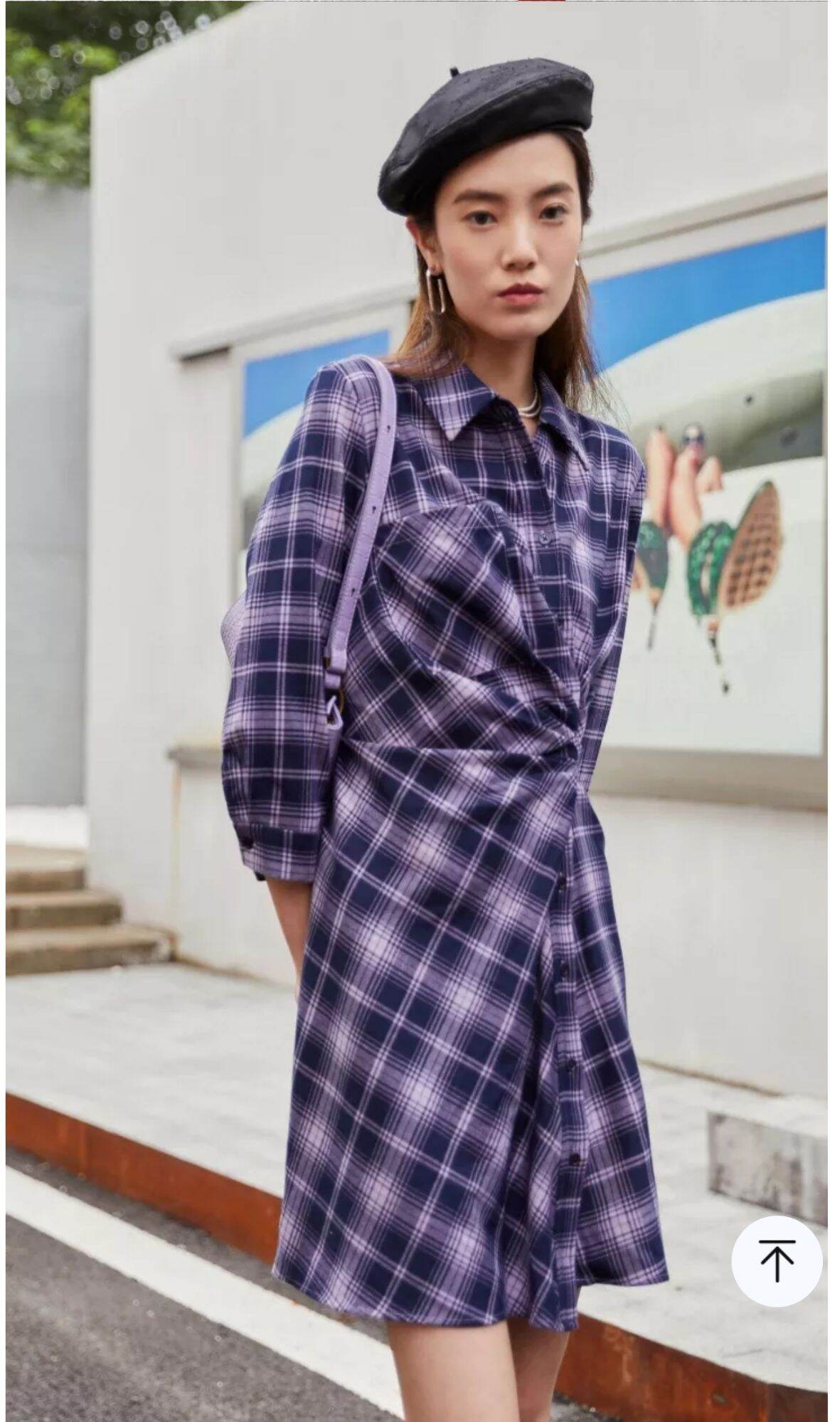 Vero moda - đầm sơ mi nữ kẻ ca rô thắt nút eo