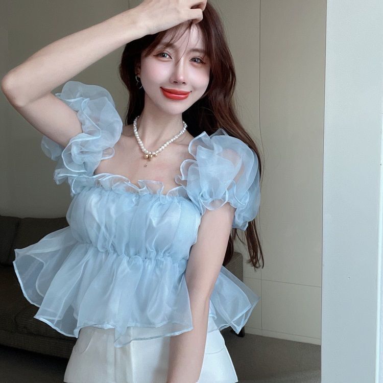 Áo Trễ Vai Nhún Voan Tiểu Thư