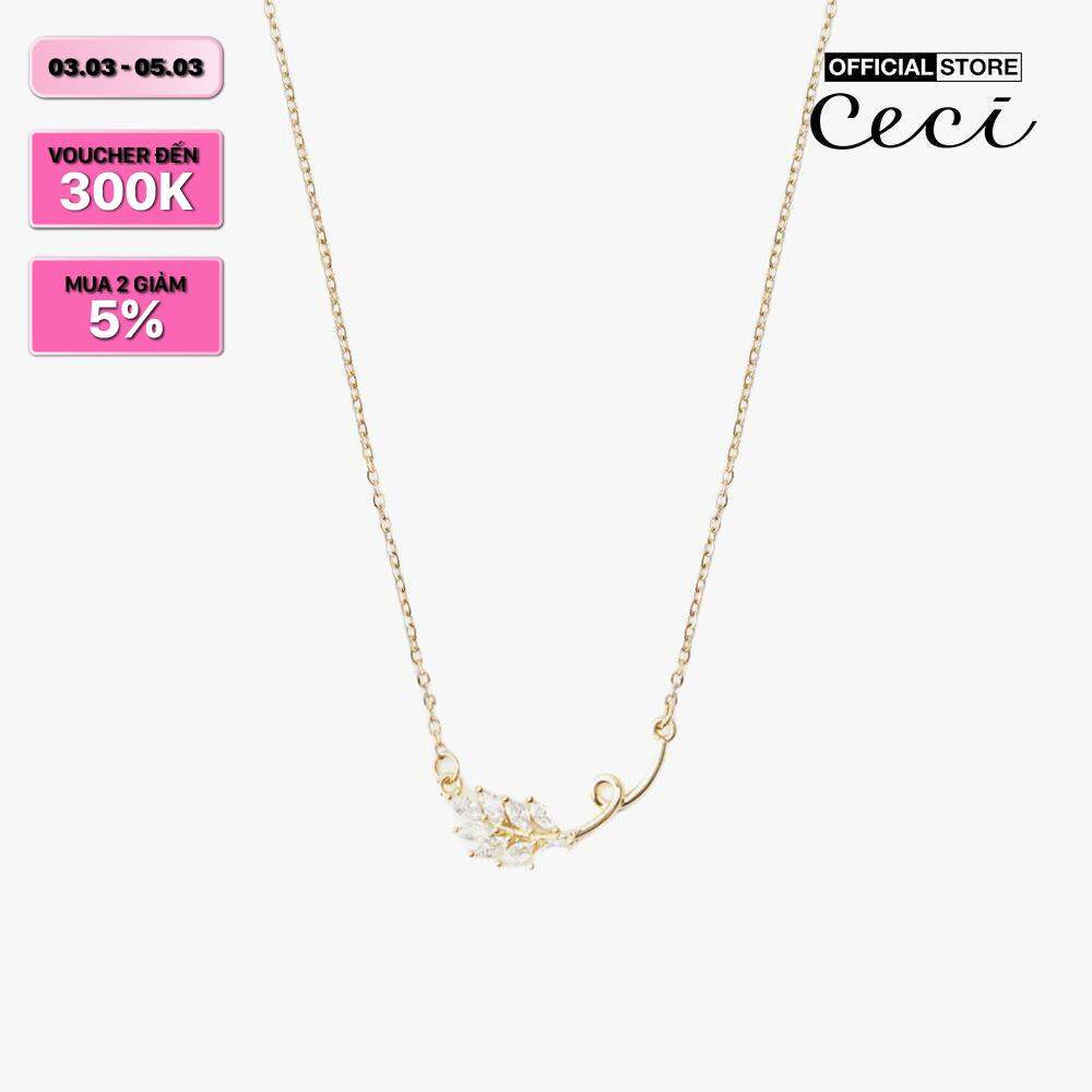 [Flash voucher 20% + Mua 2 giảm 5% + Freeship - Chỉ 3/3-5/3] CECI - Vòng cổ nữ chuỗi xích phối mặt chiếc lá đính đá sang trọng CC4-01000401-27
