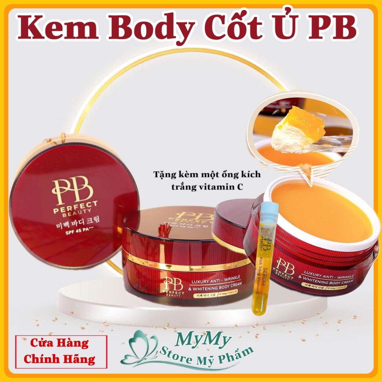 Kem Body cốt ủ dưỡng trắng pb tặng ống kích trắng