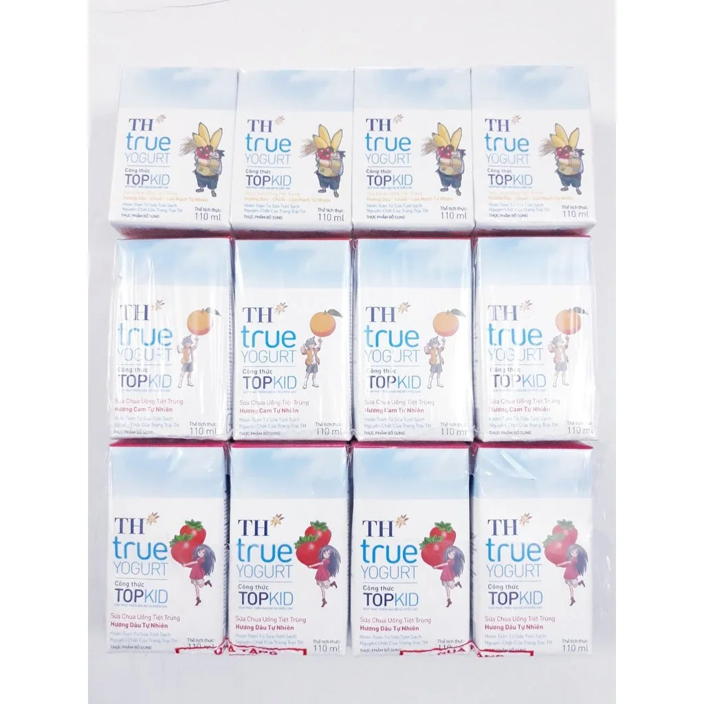 LỐC 4HÔP SỮA CHUA TH TRUE MILK TOPKID 110ml VỊ DÂU/CAM/CHUỐI