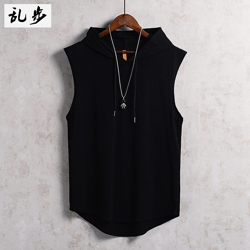 Áo Ba Lỗ Không Tay Áo Phông Cotton Rộng Rãi Có Mũ Tập Gym Trào Lưu Liền Mũ Mùa Hè Thể Thao Cá Tính Tay Chặt Sành Điệu Cho Nam Áo Không Tay