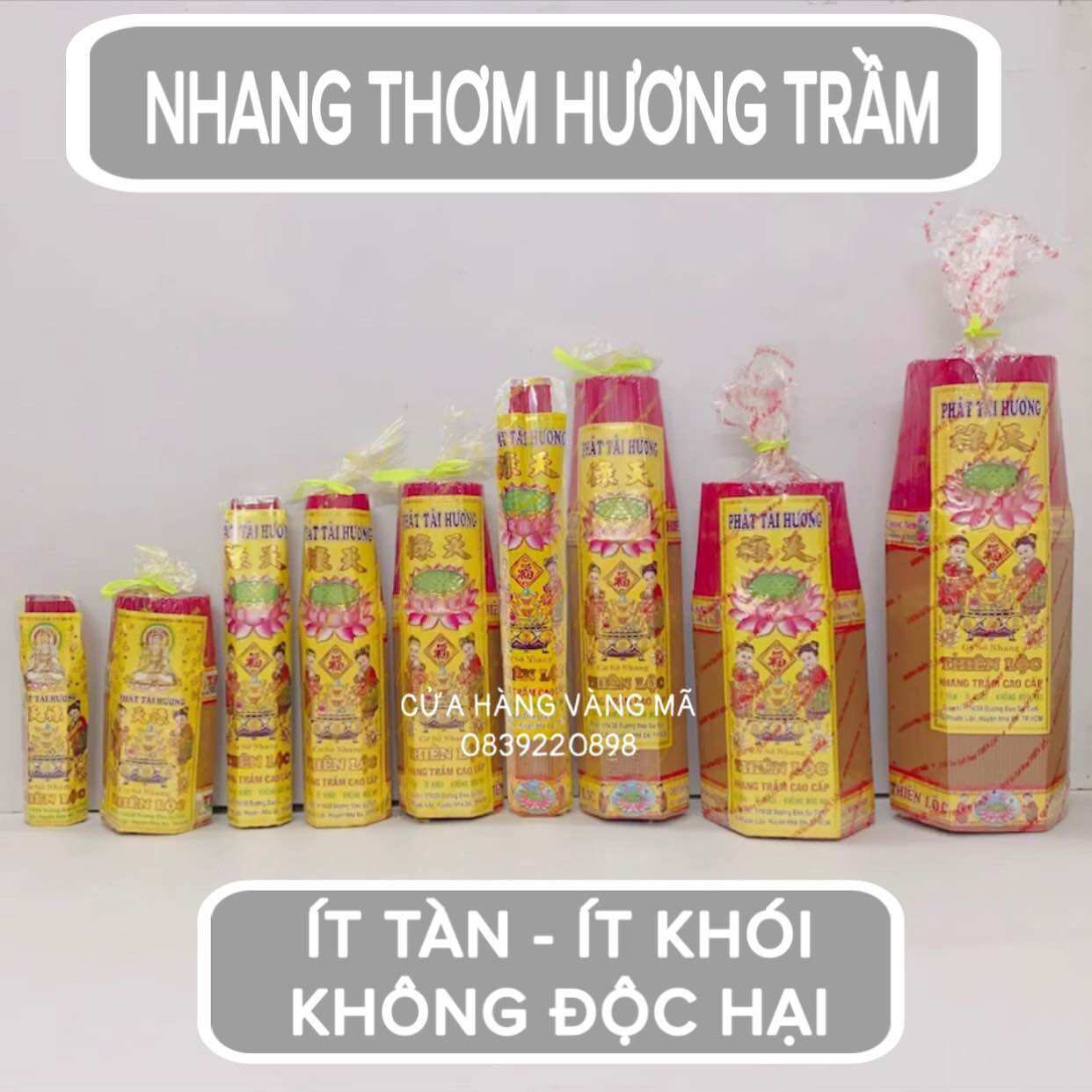 Nhang thơm hương trầm/ ít tàn ít khói/ không độc hại/ nhang thiên lộc.
