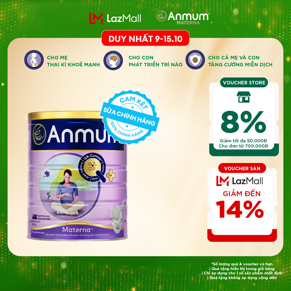 [Voucher giảm đến 26%]Sữa Bột Dành Cho Mẹ Bầu Anmum Materna Hương Vani 800G