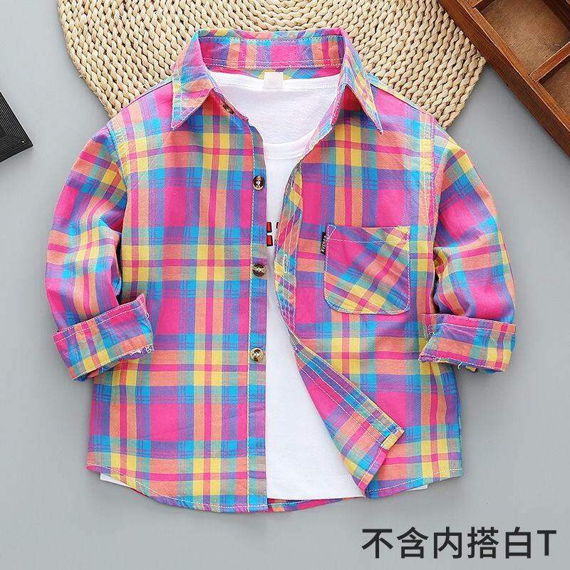 Áo sơ mi thường ngày bé trai gái dài tay trẻ em trẻ sơ sinh wzk sản phẩm mới trẻ em áo sơ mi kẻ ca rô cotton