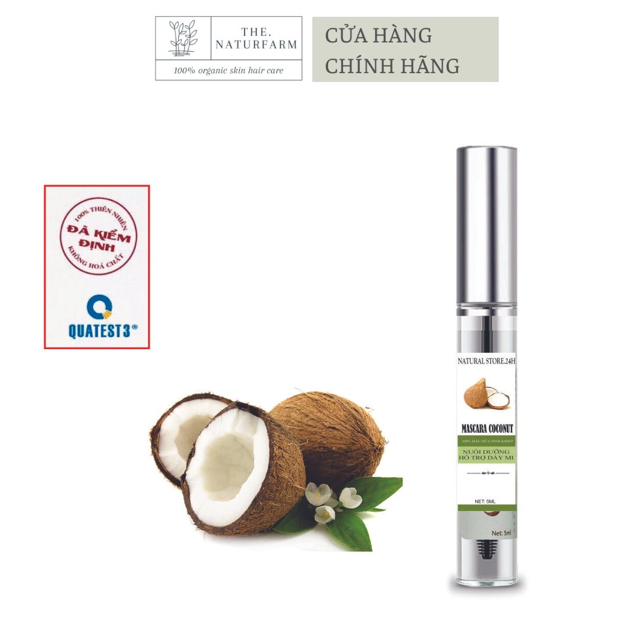 [HCM]Mascara dầu dừa dưỡng dài mi 5ml organic