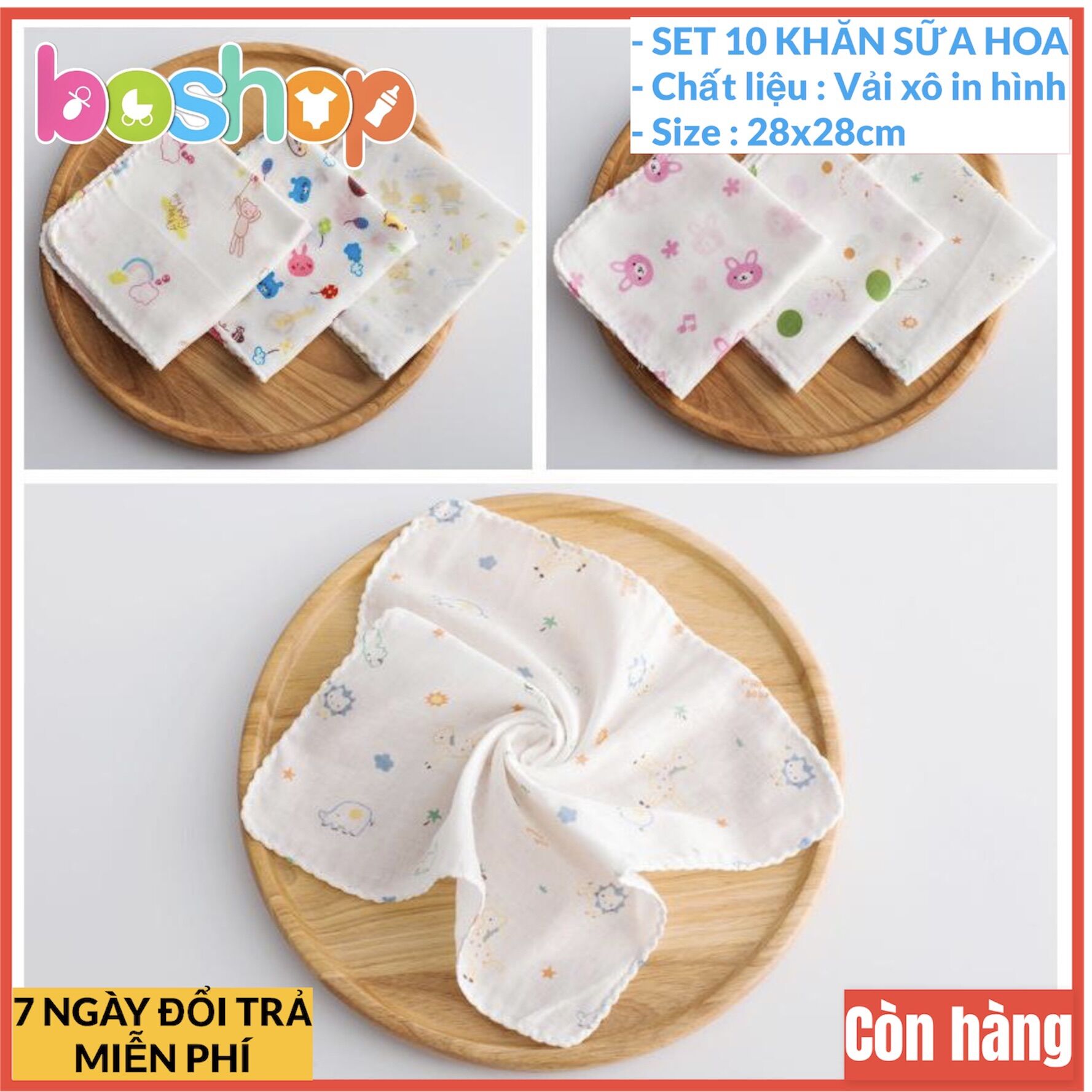 Set 10 khăn sữa hoa xuất nhật