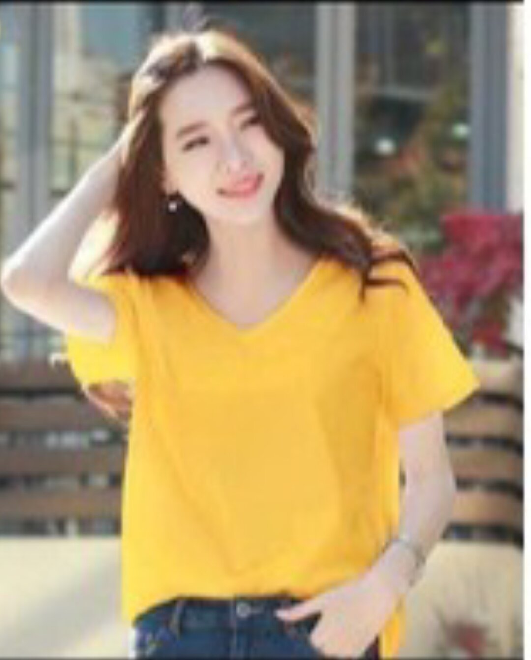 Áo thun cotton nữ cổ tim