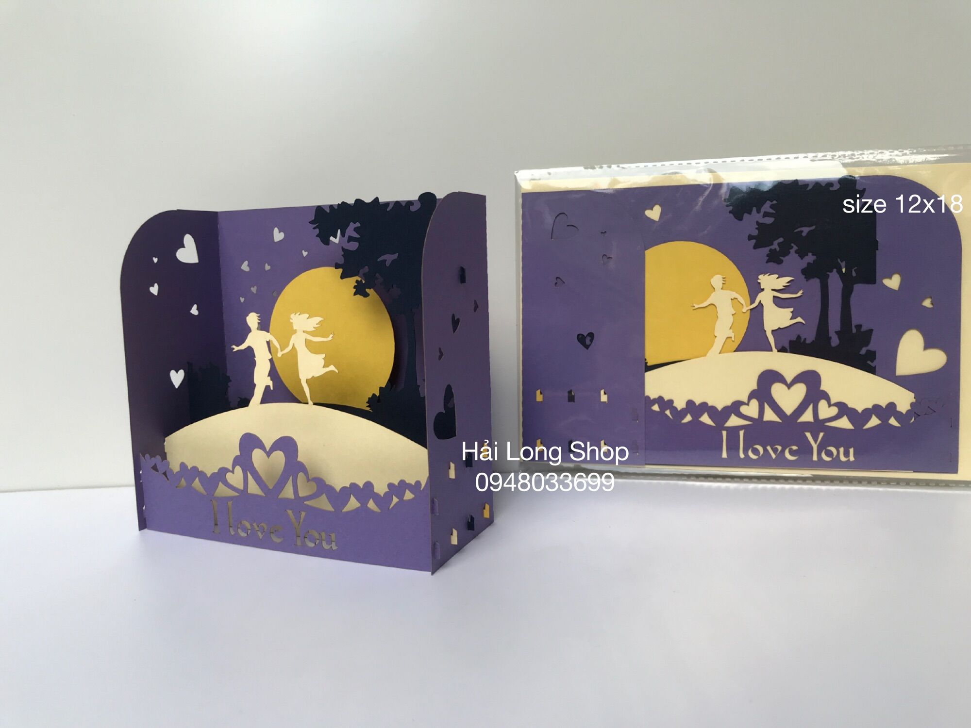 Hộp Tình Yêu 9 ( nắm tay chạy ) - Love - Thiệp 3D