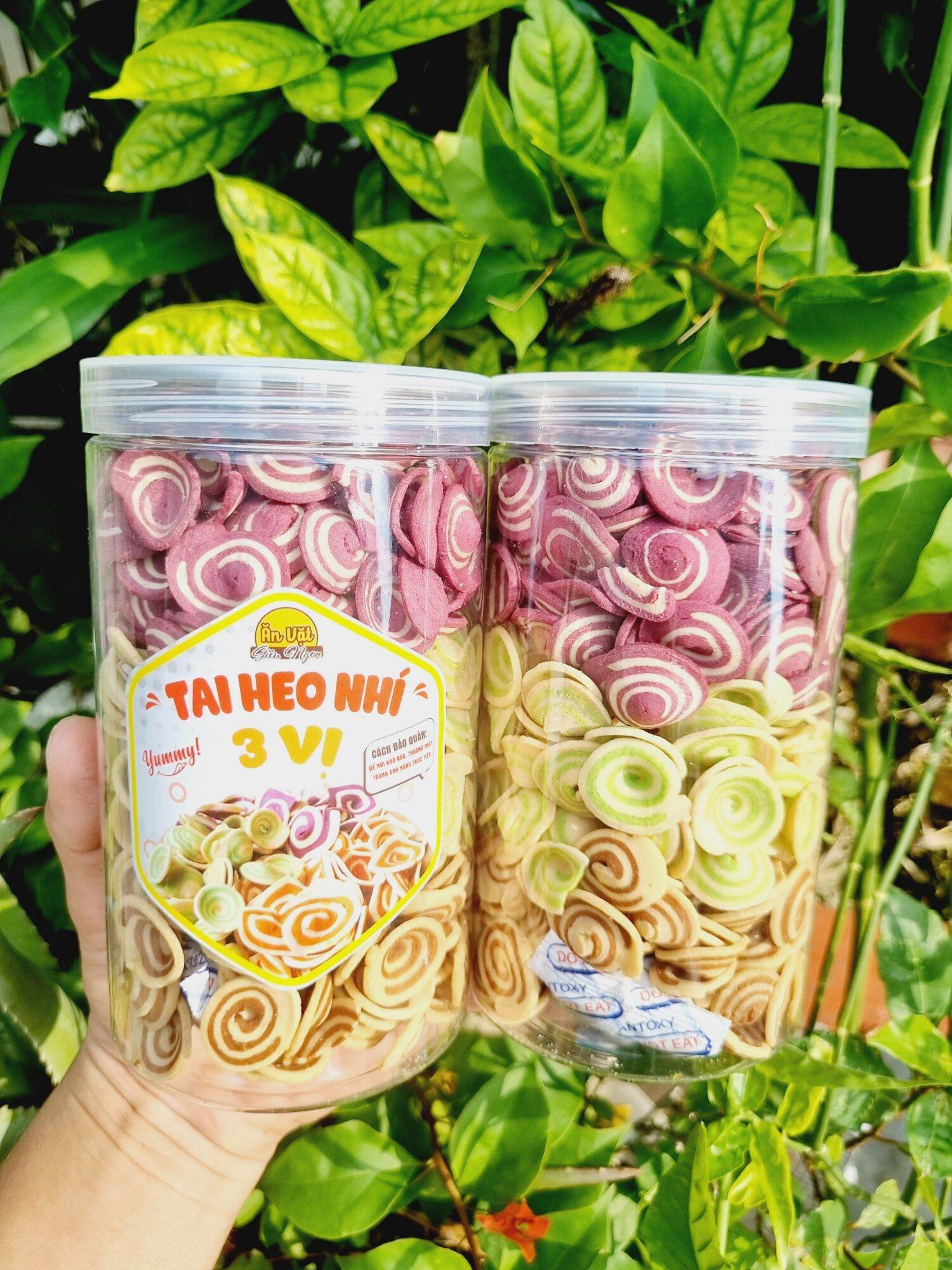 Bánh tai heo nhí mix 3 màu hủ 300g. Bánh tai heo siêu mè hủ 250g. Bánh lỗ tai heo.