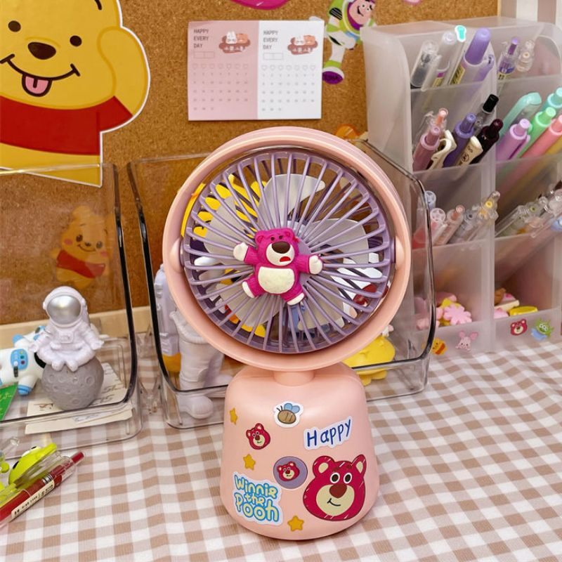 Quạt điện mini để bàn Gấu dâu dễ thương