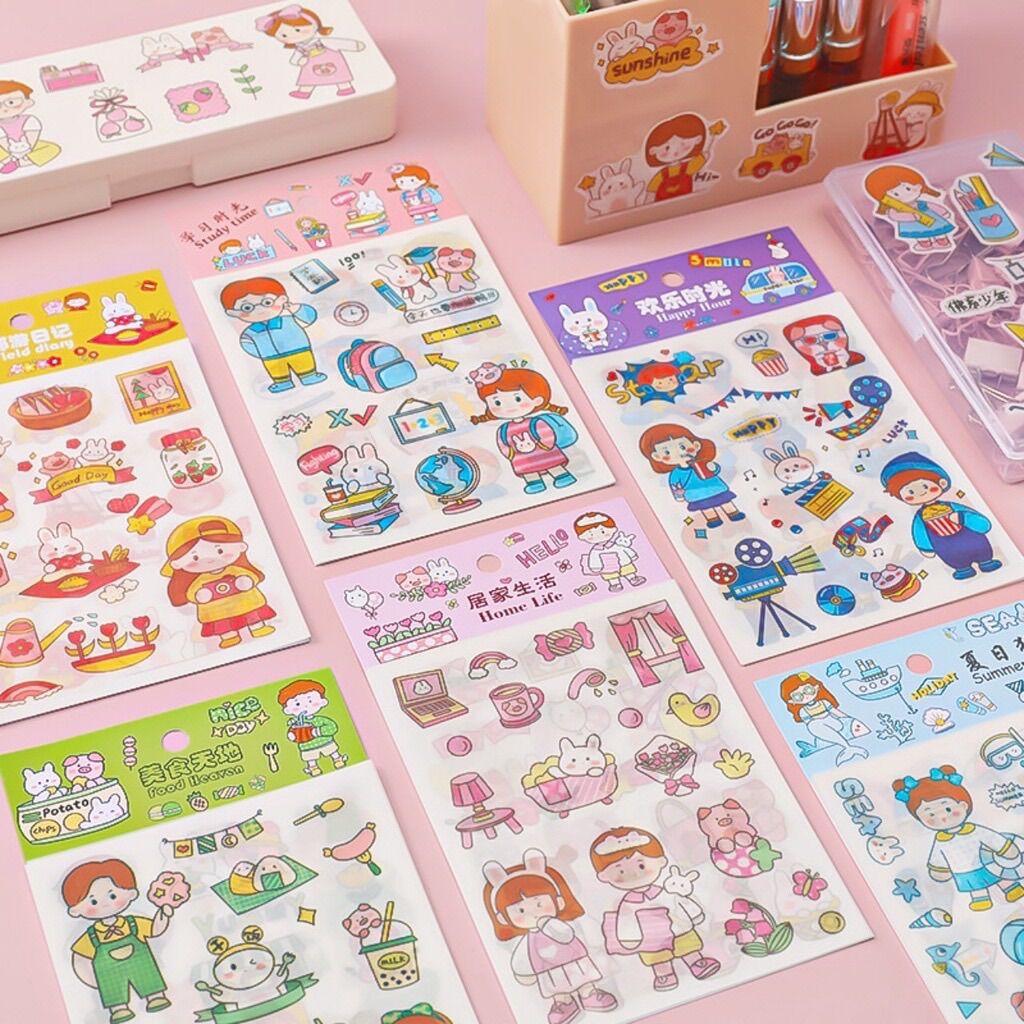 Set 4 Tấm Sticker Dễ Thương Dùng Trang Trí Sổ