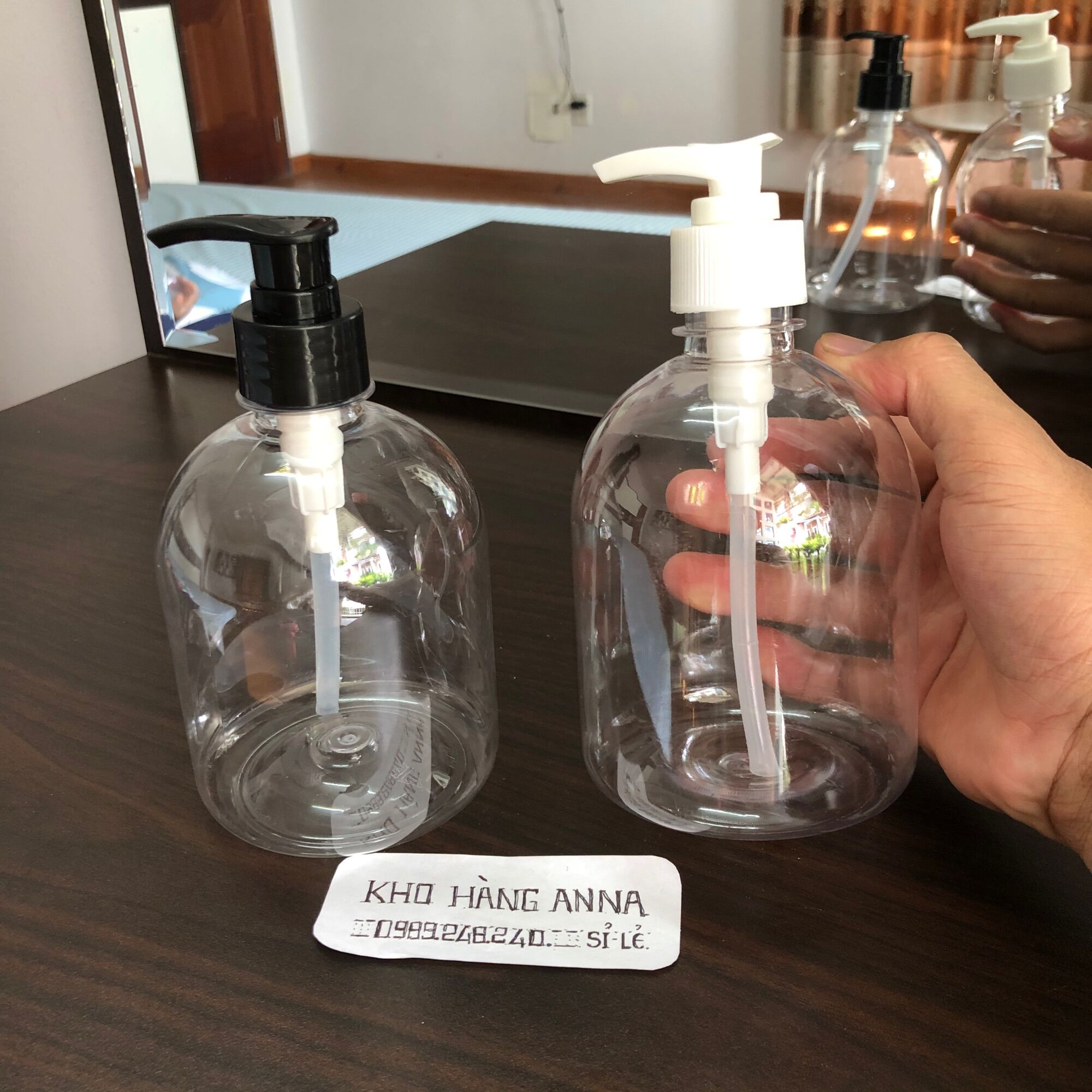 Chai Vòi Nhấn TRONG SUỐT Lớn 500ml - Bình nhựa vòi bump Nhấn nhỏ giọt đựng siro , đựng dầu gội , Đựng gel rửa tay , nước xà bông