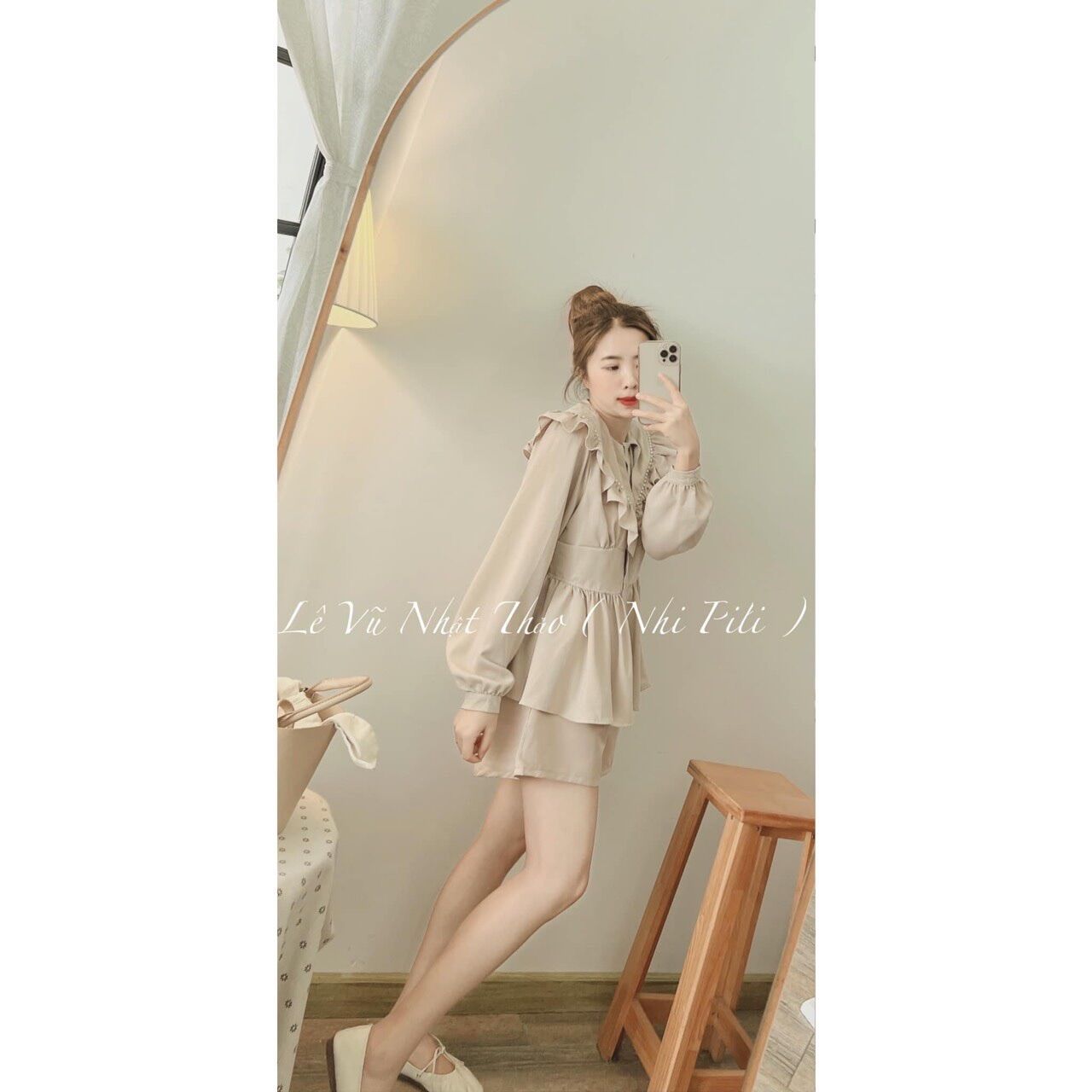 SÉT ÁO CỔ BÈO NGỌC MIX QUẦN SOOC ĐÙI THL66