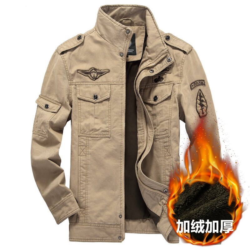 Trang phục đi làm ngoài trời mùa xuân lính đặc chủng thế chiến thứ hai 2024cb áo khoác jacket cỡ lớn thường ngày rộng rãi nam cotton chịu mài mòn