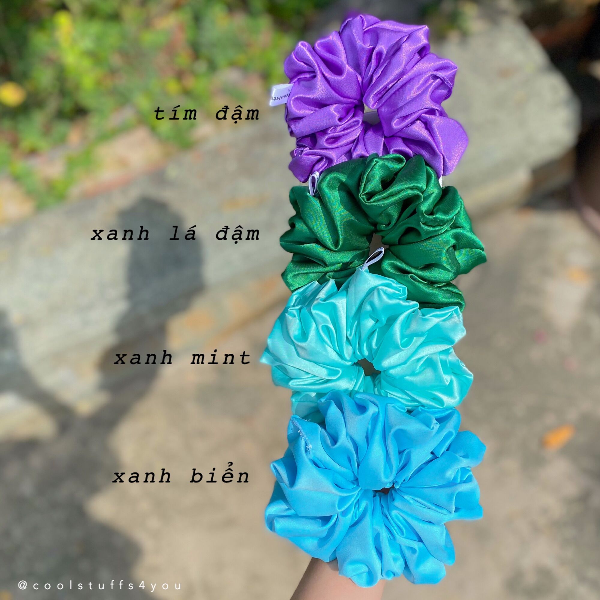 Buộc Tóc Scrunchies Lụa Mềm Mịn Size Trung {Bảng Màu Lụa Size Trung}