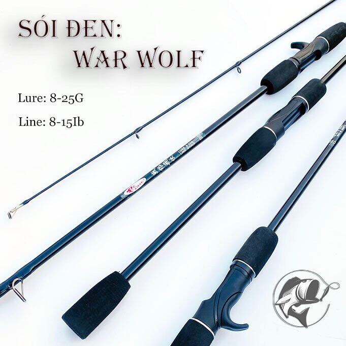 Combo cần câu lure sói đen máy ngang và phụ kiện