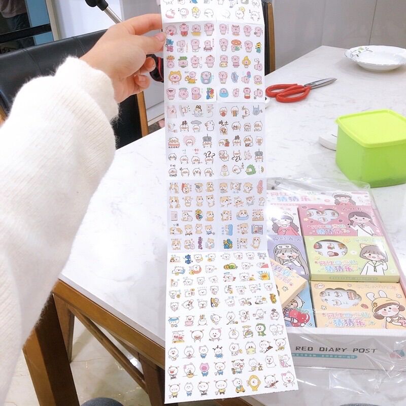 Sỉ khay 30 hộp dán sticker hình con vật ( hộp 12 tờ )