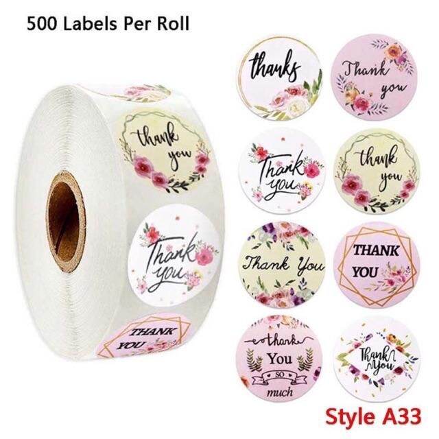 Combo 100c Tem Dán Thank You 2.5cm có sẵn keo