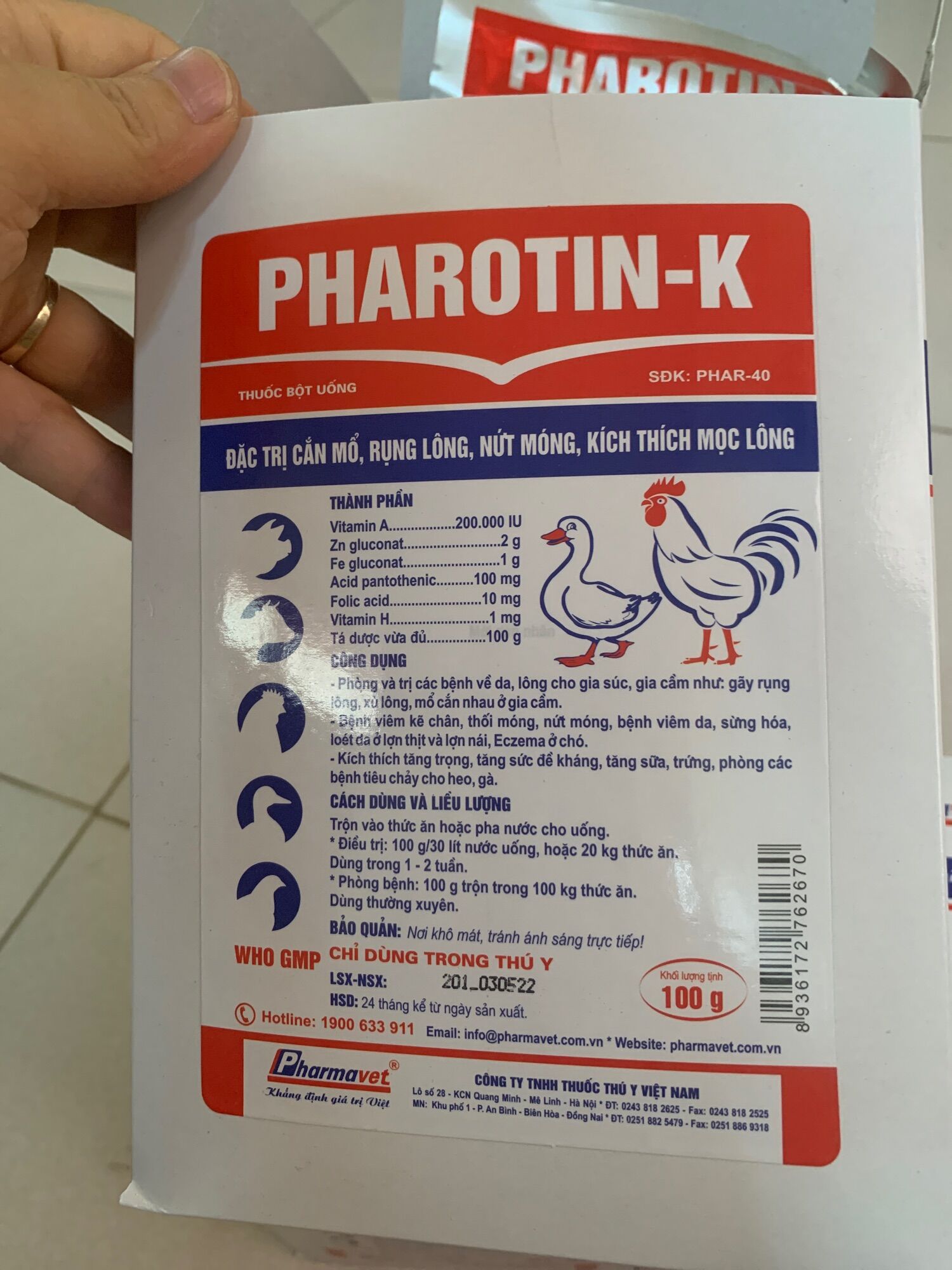 Chống cắn mổ,rụng lông,nứt móng,kích thích mọc lông 100g
